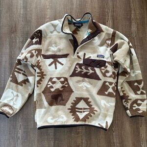 Patagonia Beige and Brown Patterned Men's Synchilla Fleece Sweater